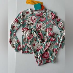 NWT Posh Peanut Floral 2 Piece Pajama Set Girls Size 7-8Y